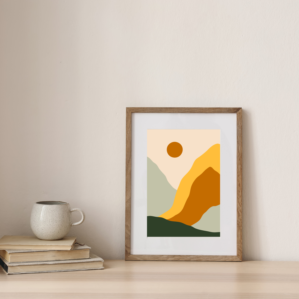 Abstract mountain boho print set of four