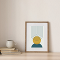 Muted teal and mustard boho print set of three