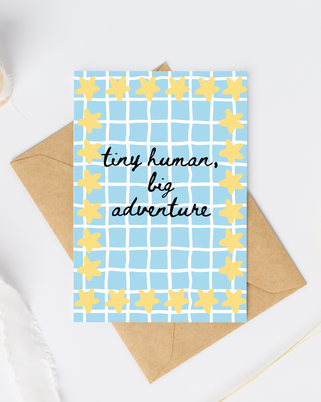Tiny human big adventure greeting card