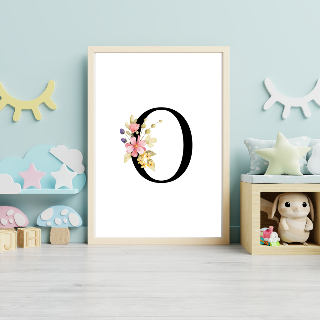 Floral prints with black initials