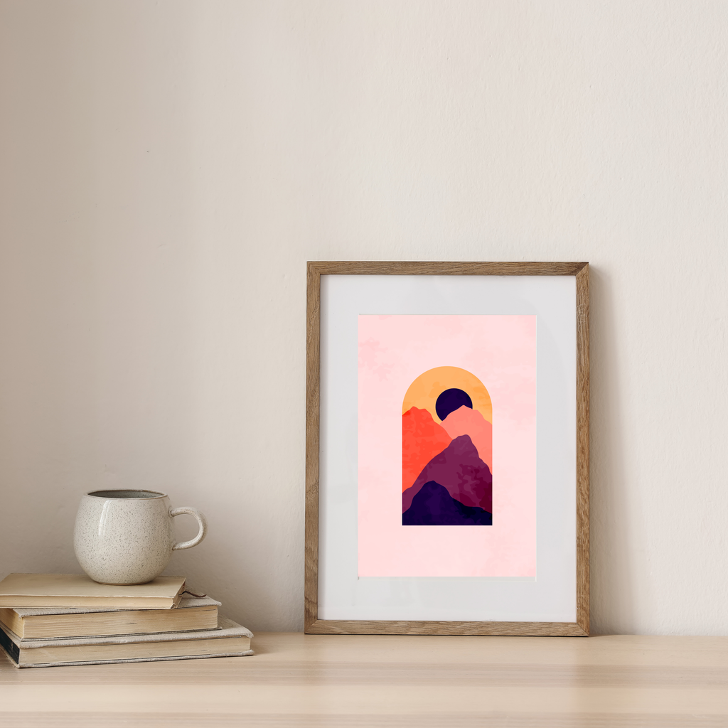 Abstract window view boho print set of four