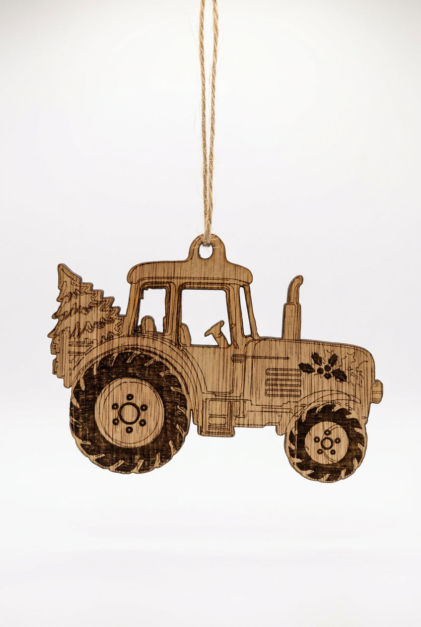 Tractor Wooden Christmas Decoration