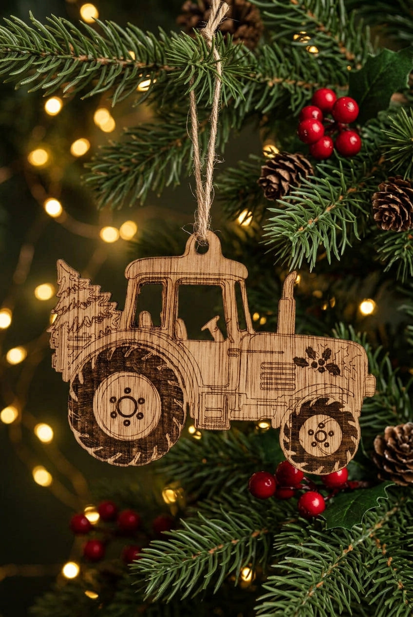 Tractor Wooden Christmas Decoration
