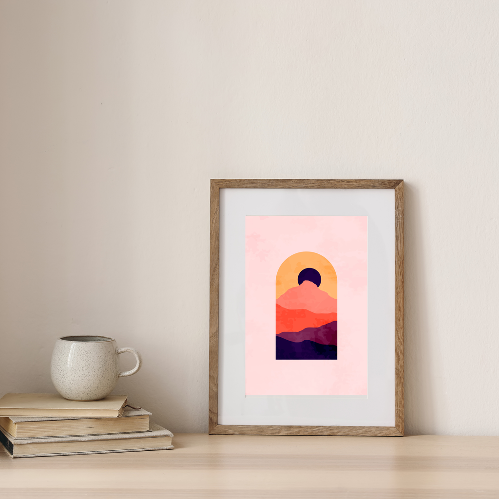 Abstract window view boho print set of four