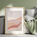 Abstract pink mountain boho print set of three
