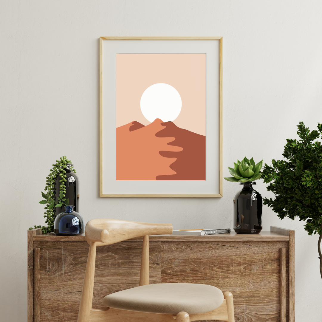 Moon and mountain print
