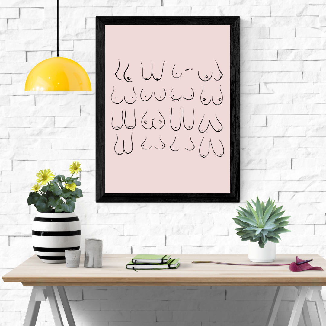 Boob prints with a range of phrases