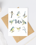 Tits (birds) greeting card (wording in middle)