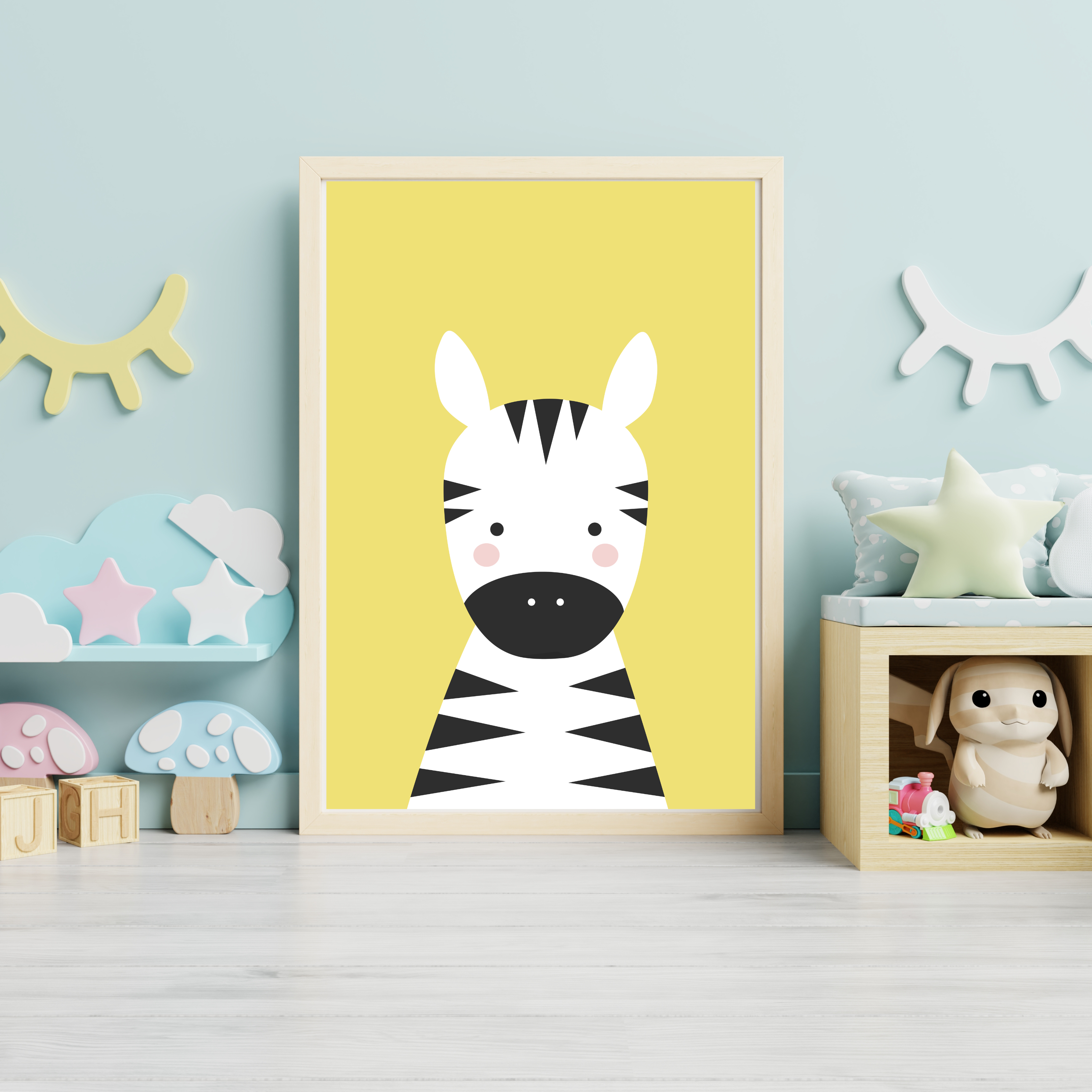 Simple bright animal nursery prints
