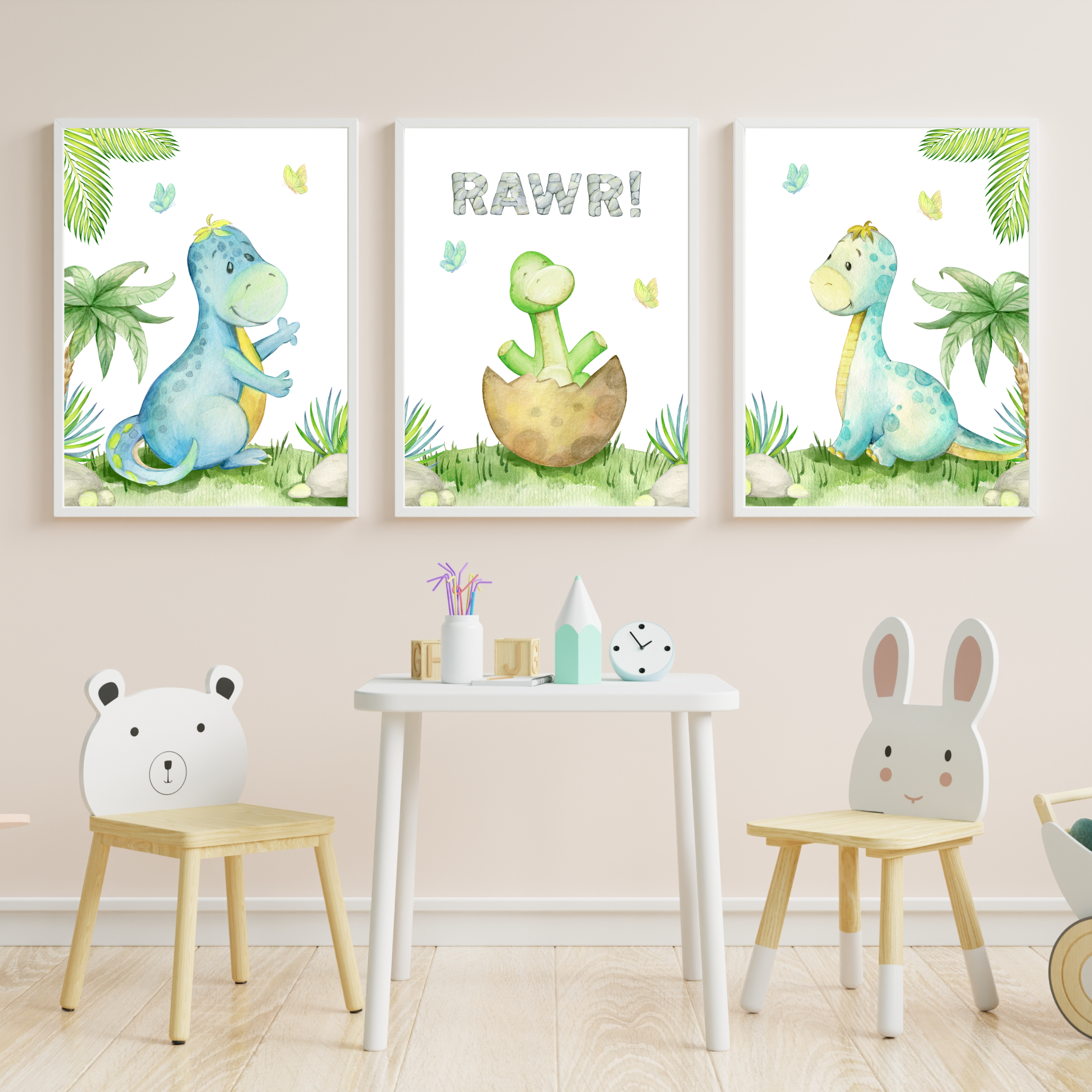 Roar dinosaur nursery prints