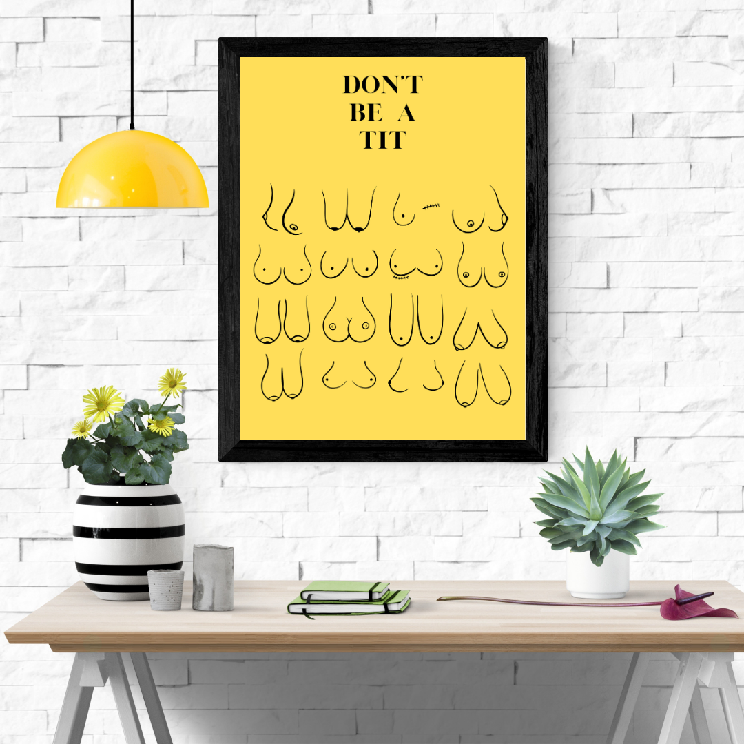 Boob prints with a range of phrases