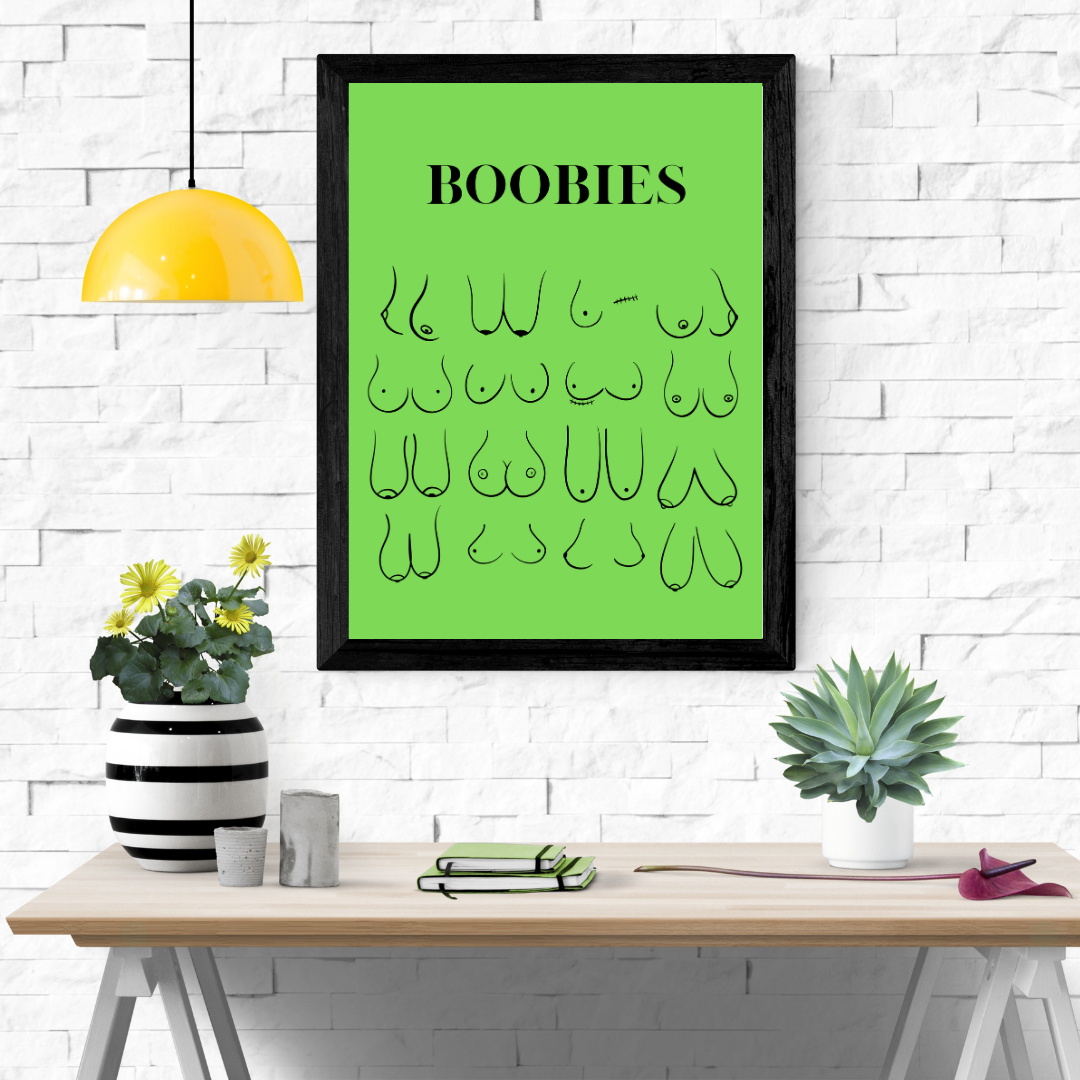 Boob prints with a range of phrases