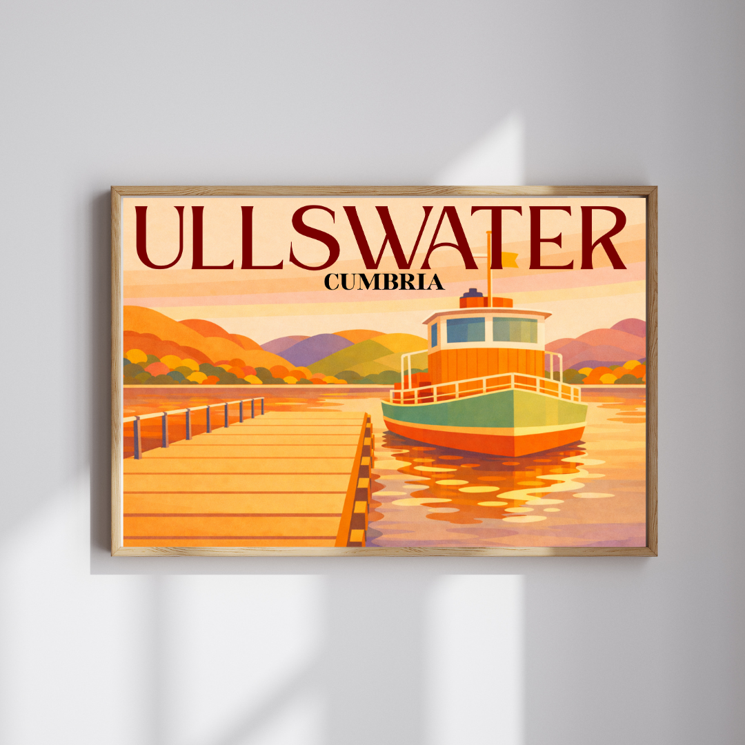 Retro Ullswater Steamer Travel Print
