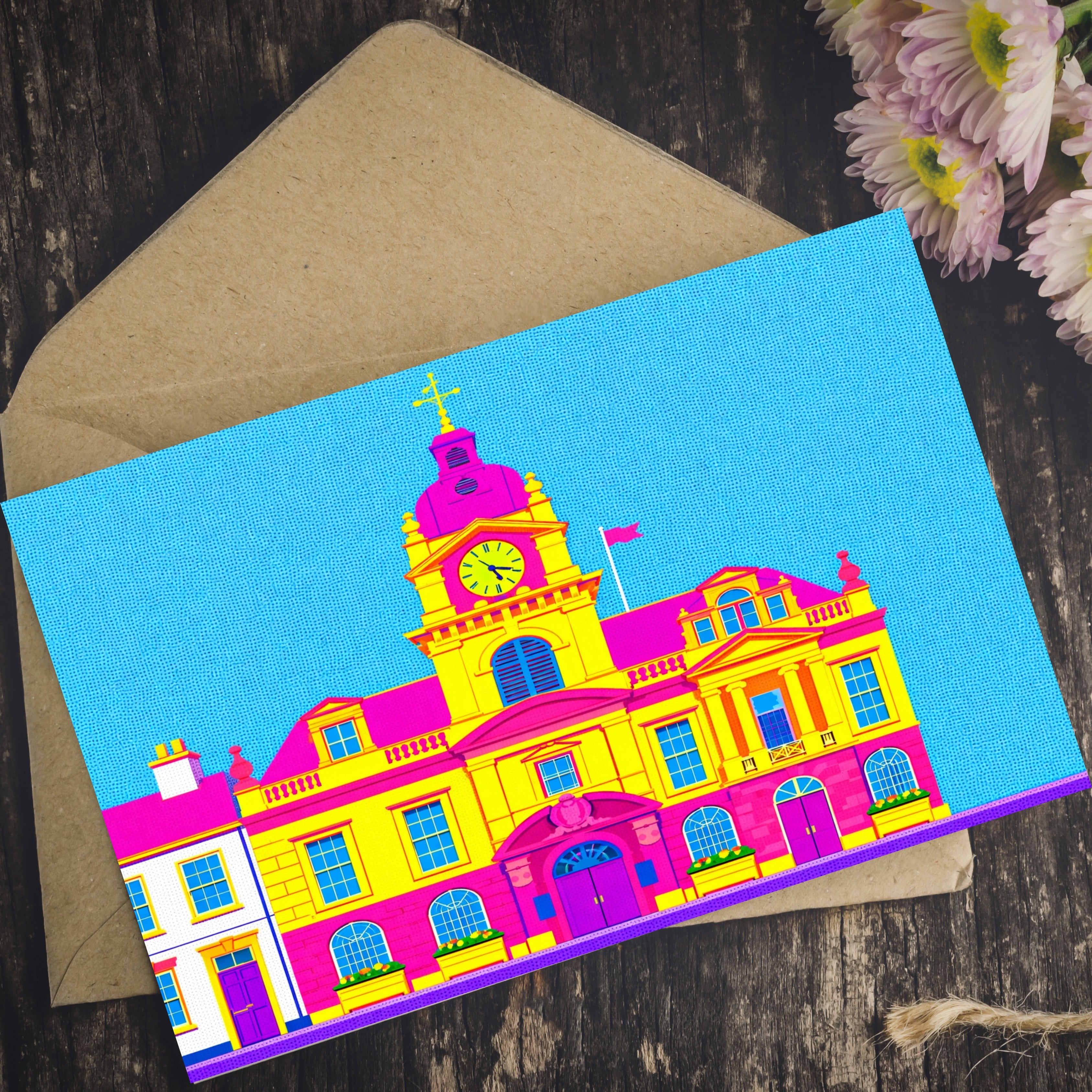Kendal Town Hall bright greeting card