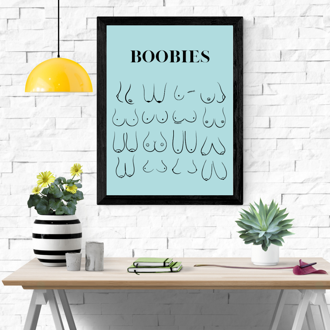 Boob prints with a range of phrases