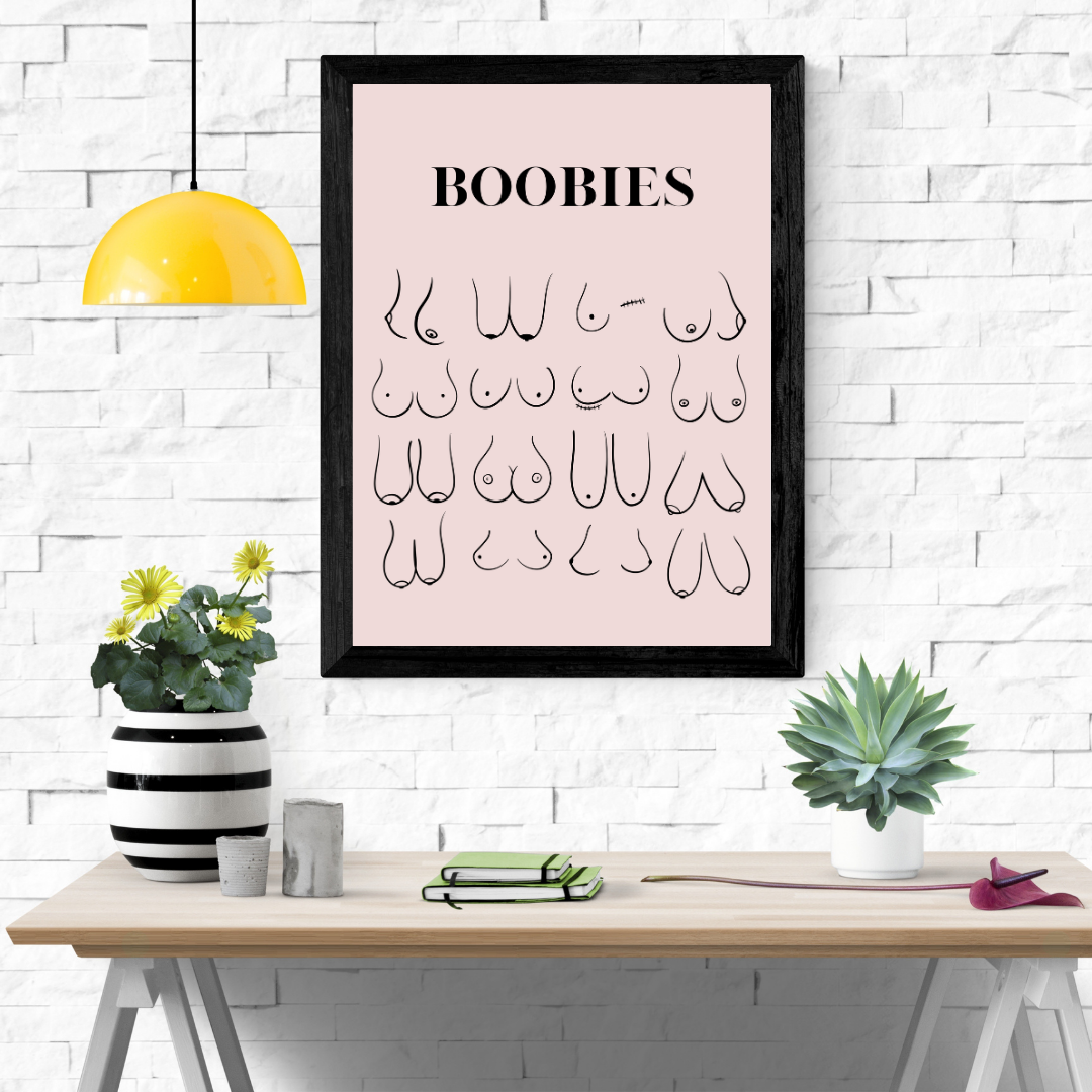 Boob prints with a range of phrases