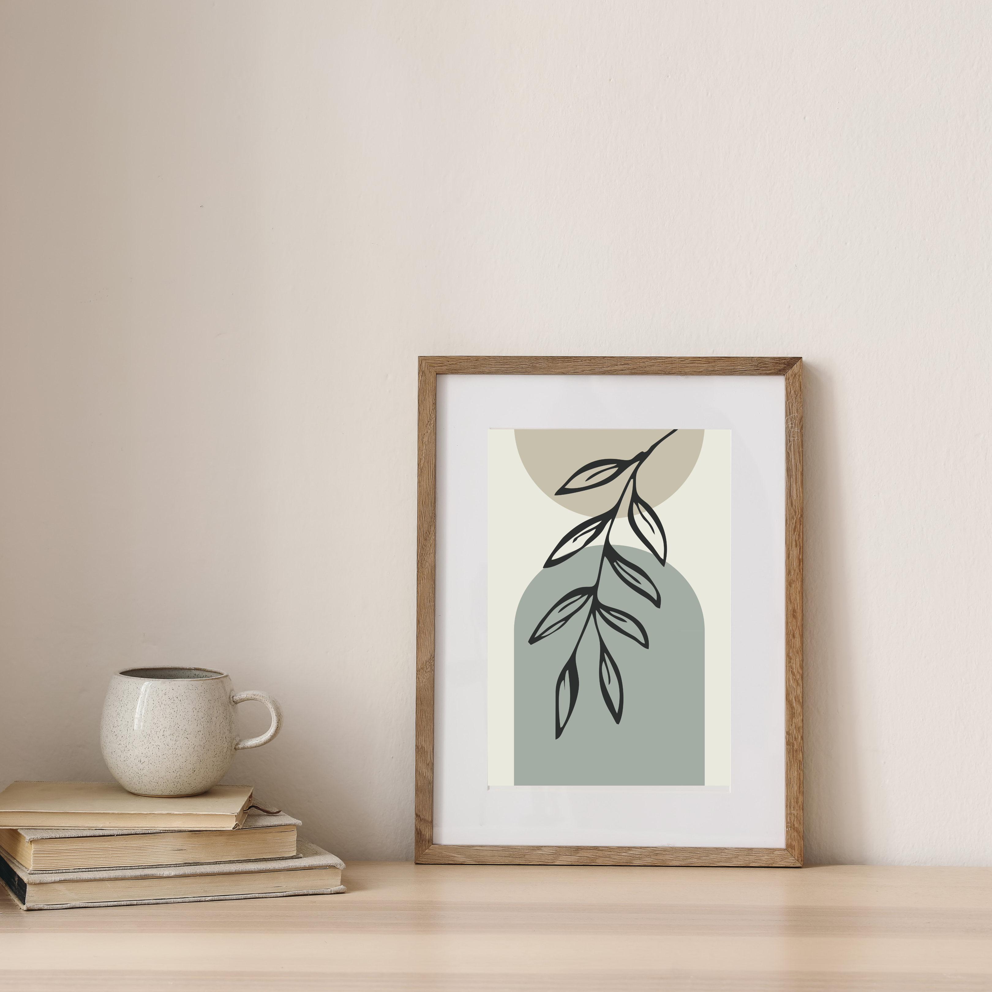 Muted green boho print set of three