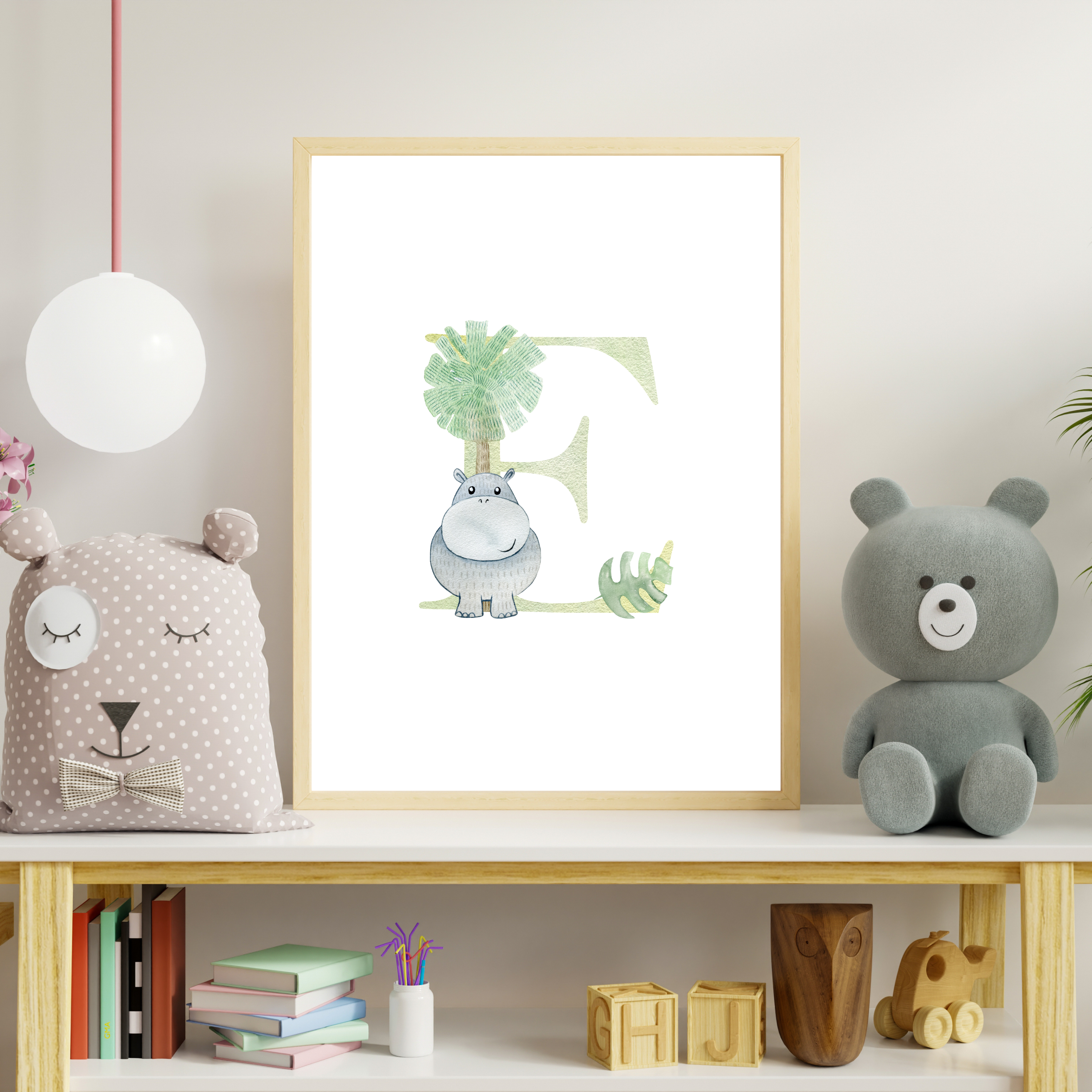 Jungle animal initial prints