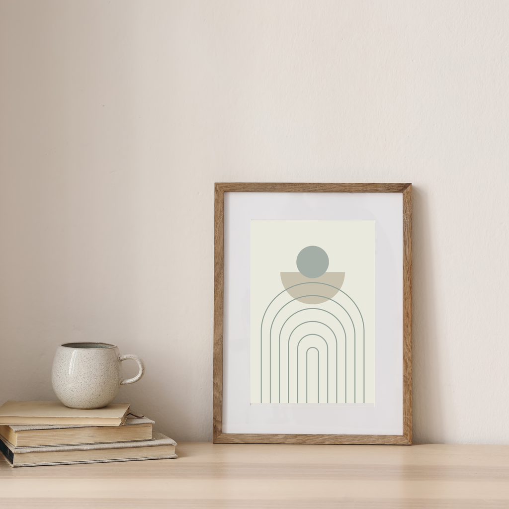 Muted green boho print set of three