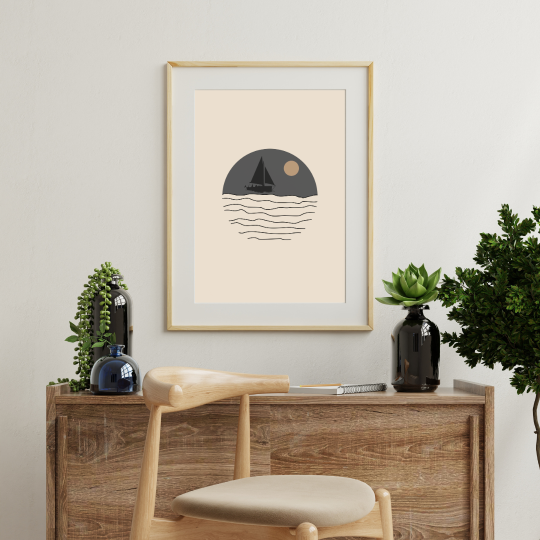 Boat on water print