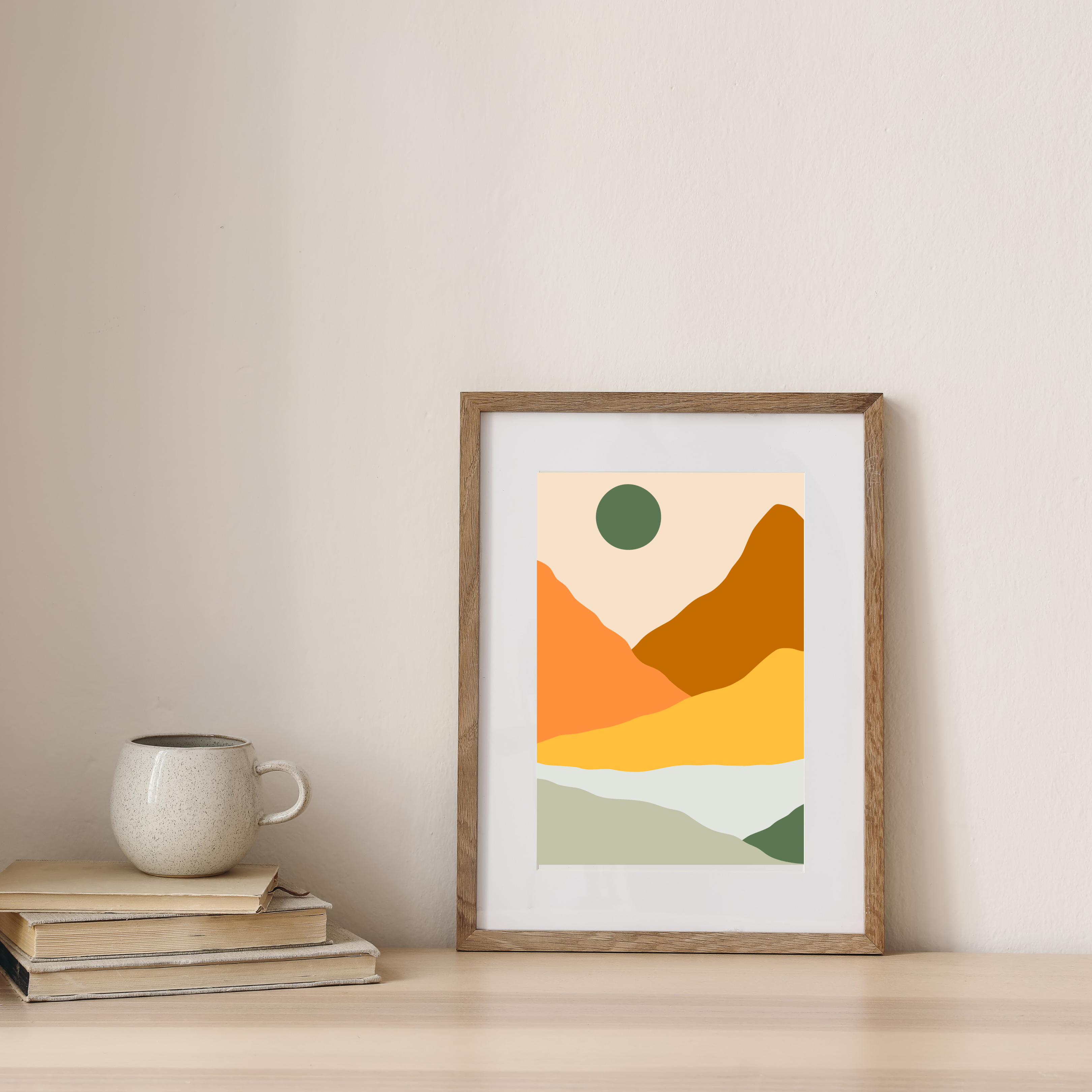 Abstract mountain boho print set of four