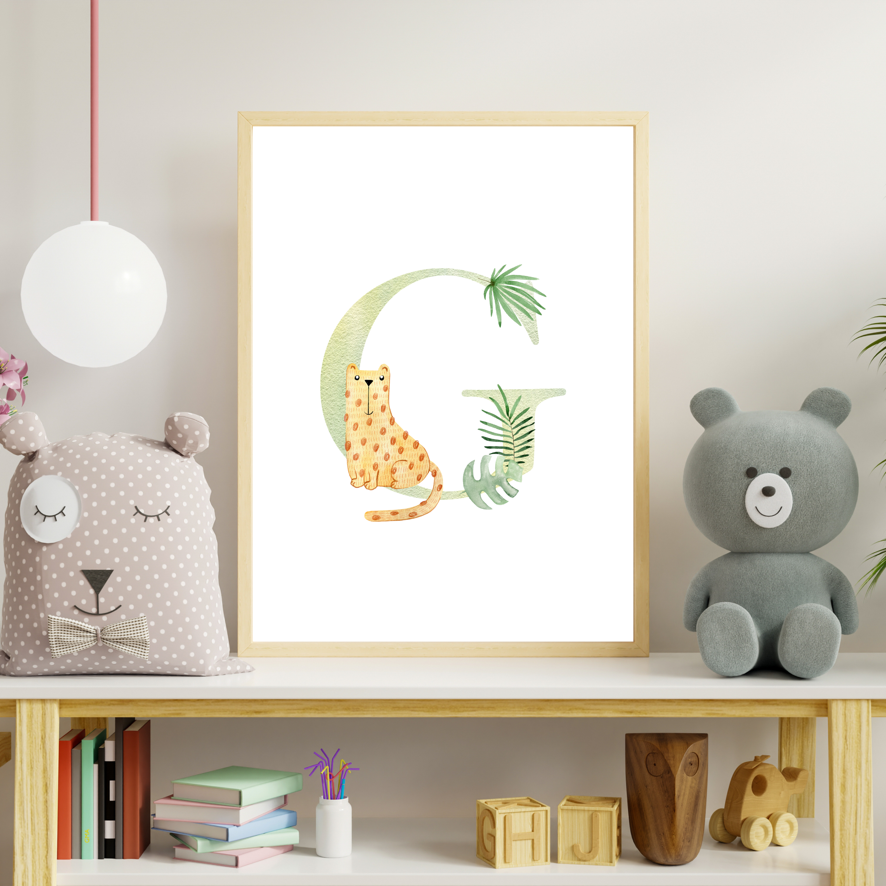 Jungle animal initial prints
