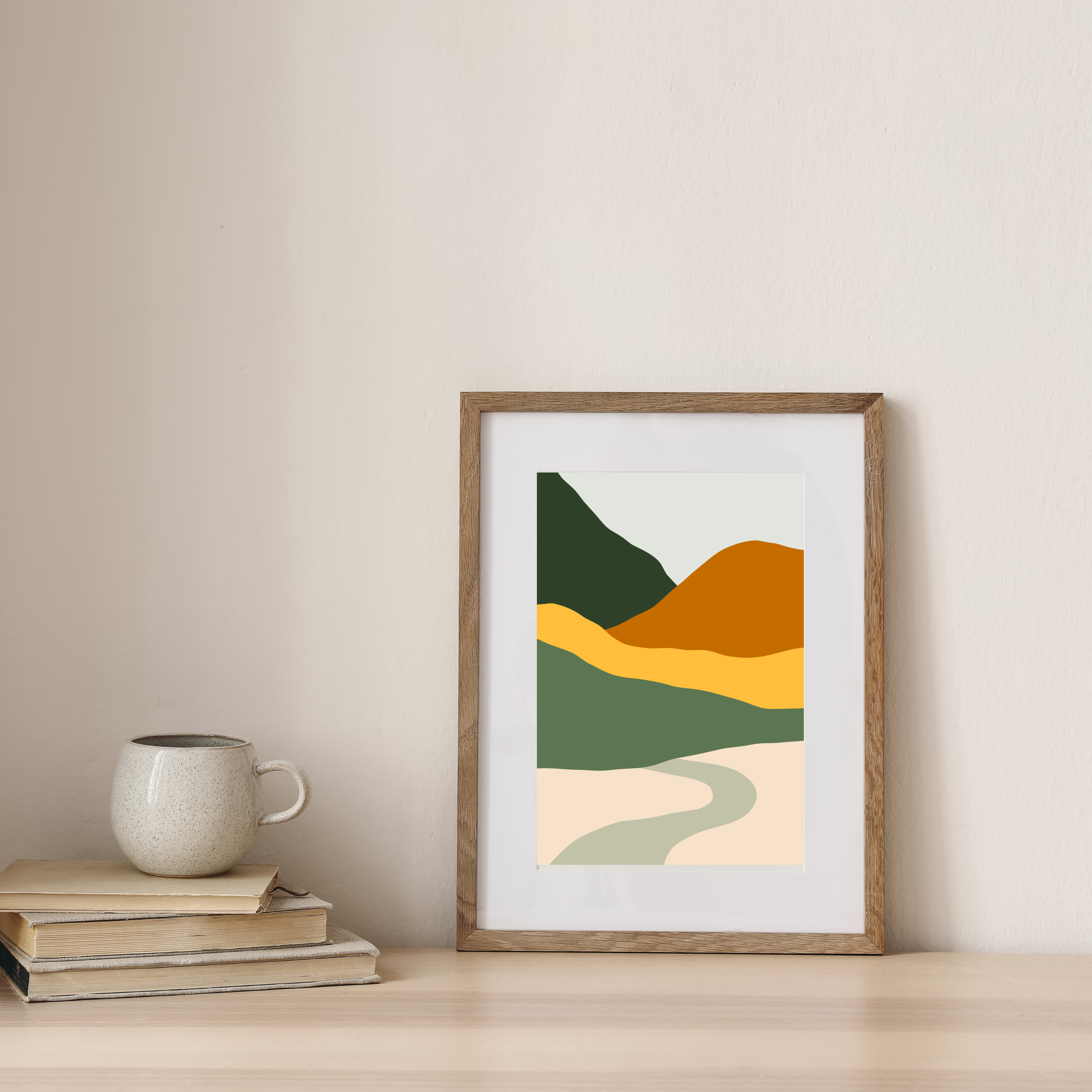 Abstract mountain boho print set of four