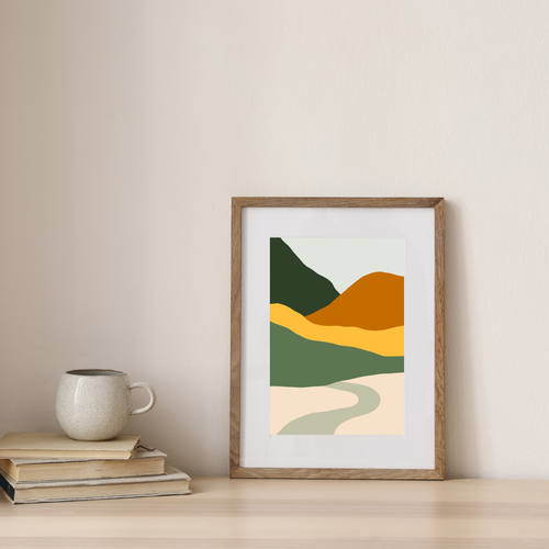 Abstract mountain boho print set of four