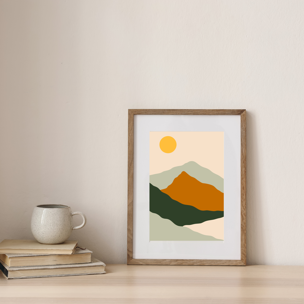 Abstract mountain boho print set of four