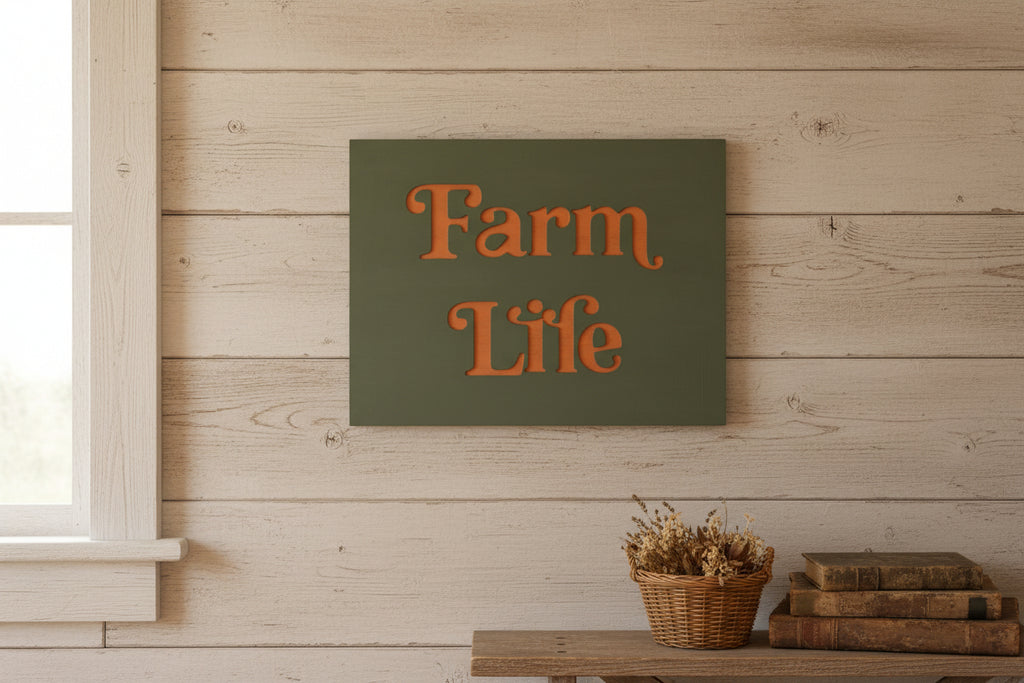 Retro wooden wall art words