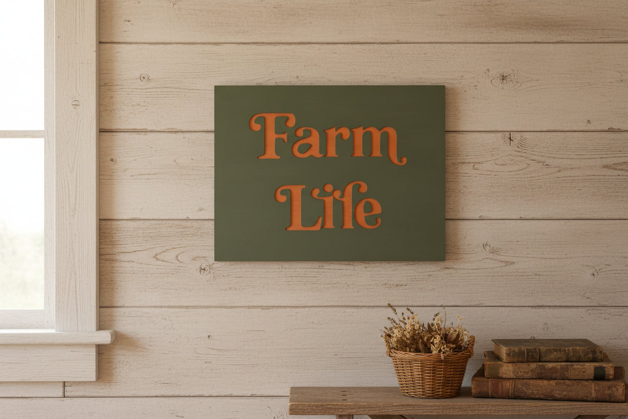 Retro wooden wall art words