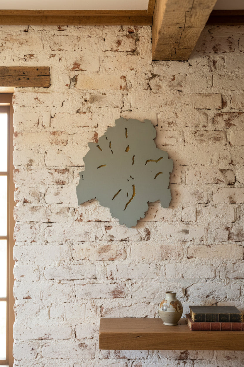 Lake district wooden map with lakes