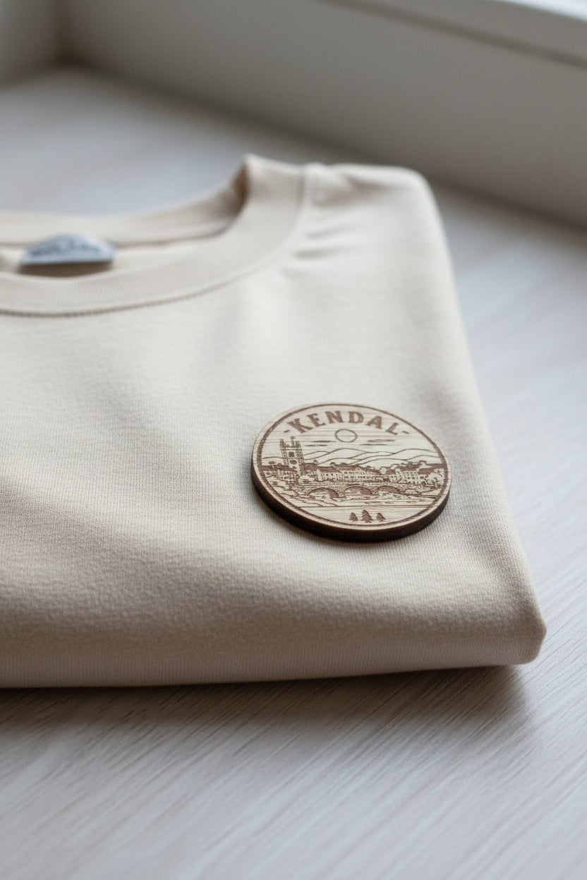 Kendal wooden engraved badge
