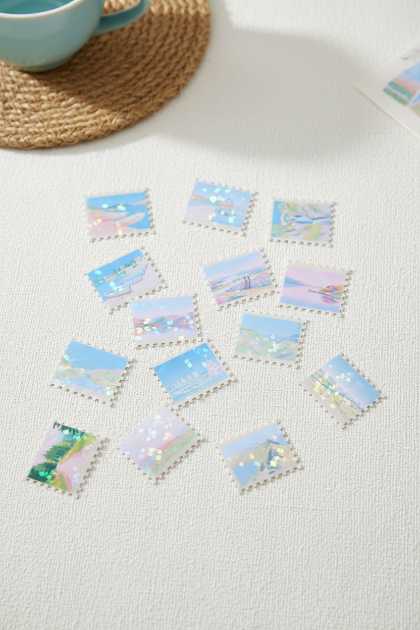 Cumbria lakes, fells and landmarks stamp shaped stickers