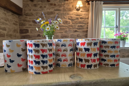 Bright cow pattern mug and coaster